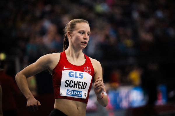 Berit Scheid (TSV Bayer 04 Leverkusen) am 17.02.2024 während den 71. Deutschen Leichtathletik-Hallenmeisterschaften in der QUARTERBACK Immobilien ARENA in Leipzig