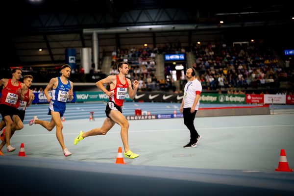 Marco Sietmann (LG Brillux Münster), Marius Probst (TV Wattenscheid 01) am 17.02.2024 während den 71. Deutschen Leichtathletik-Hallenmeisterschaften in der QUARTERBACK Immobilien ARENA in Leipzig