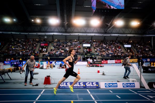 Rodion Beimler (SC DHfK Leipzig e.V.) am 17.02.2024 während den 71. Deutschen Leichtathletik-Hallenmeisterschaften in der QUARTERBACK Immobilien ARENA in Leipzig