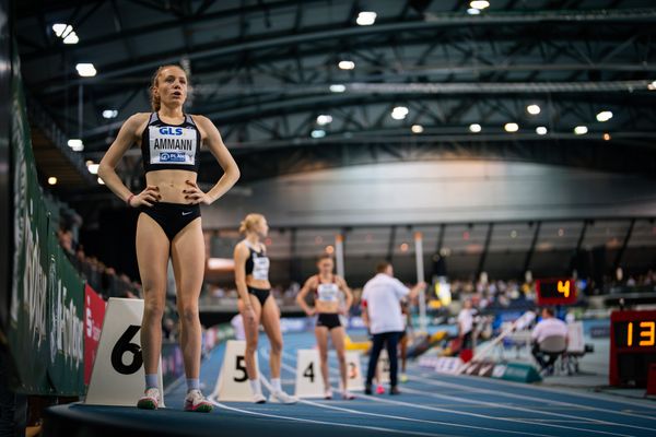 Alina Ammann (TuS Esingen) am 17.02.2024 während den 71. Deutschen Leichtathletik-Hallenmeisterschaften in der QUARTERBACK Immobilien ARENA in Leipzig
