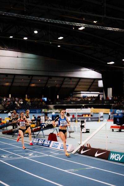 Tanja Spill (LAV Bayer Uerdingen/Dormagen) am 17.02.2024 während den 71. Deutschen Leichtathletik-Hallenmeisterschaften in der QUARTERBACK Immobilien ARENA in Leipzig