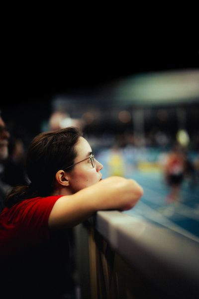 Radha Fiedler (LG Rhein-Wied) am 17.02.2024 während den 71. Deutschen Leichtathletik-Hallenmeisterschaften in der QUARTERBACK Immobilien ARENA in Leipzig