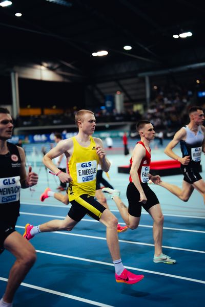 Emil Meggle (LG Göttingen) am 17.02.2024 während den 71. Deutschen Leichtathletik-Hallenmeisterschaften in der QUARTERBACK Immobilien ARENA in Leipzig