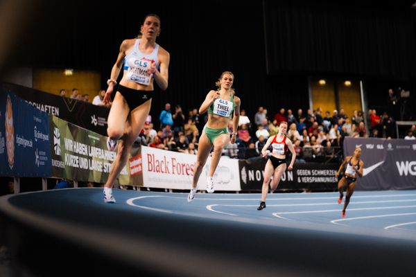 Luna Thiel (VfL Wolfsburg) im 400m Vorlauf am 17.02.2024 während den 71. Deutschen Leichtathletik-Hallenmeisterschaften in der QUARTERBACK Immobilien ARENA in Leipzig