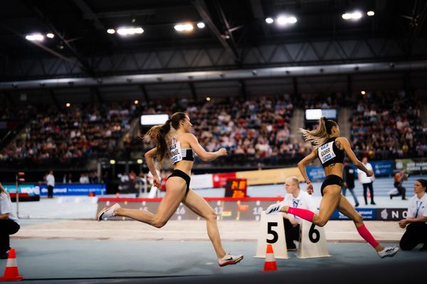 Marsha Dunkel (LT DSHS Köln) im 400m Vorlauf am 17.02.2024 während den 71. Deutschen Leichtathletik-Hallenmeisterschaften in der QUARTERBACK Immobilien ARENA in Leipzig