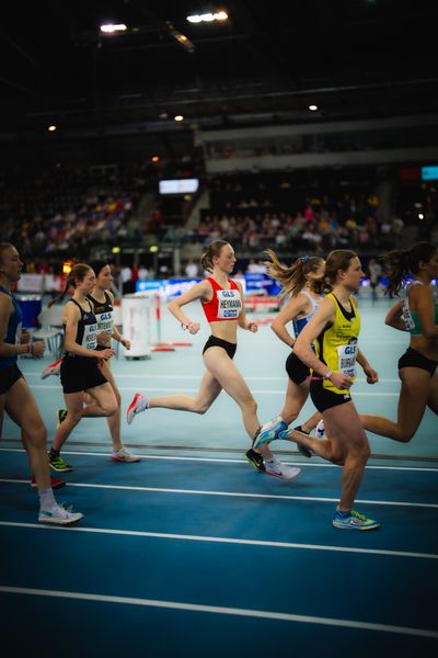 Nele Heymann (TuS Haren) im 3000m Finale der Frauen am 17.02.2024 während den 71. Deutschen Leichtathletik-Hallenmeisterschaften in der QUARTERBACK Immobilien ARENA in Leipzig