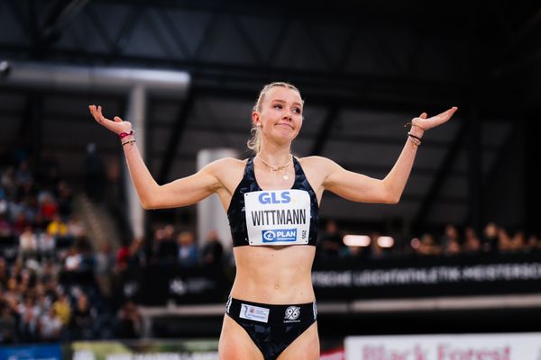 Kira Wittmann (Hannover 96) am 17.02.2024 während den 71. Deutschen Leichtathletik-Hallenmeisterschaften in der QUARTERBACK Immobilien ARENA in Leipzig