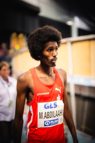 Mohamed Abdilaahi (LG Olympia Dortmund) am 17.02.2024 während den 71. Deutschen Leichtathletik-Hallenmeisterschaften in der QUARTERBACK Immobilien ARENA in Leipzig