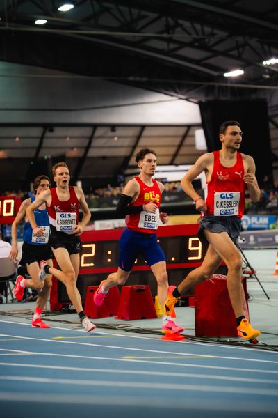 Felix Ebel (Braunschweiger Laufclub) im 3000m Finale am 17.02.2024 während den 71. Deutschen Leichtathletik-Hallenmeisterschaften in der QUARTERBACK Immobilien ARENA in Leipzig