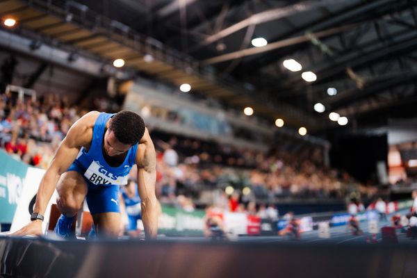 Michael Bryan (TV Wattenscheid 01) am 18.02.2024 während den 71. Deutschen Leichtathletik-Hallenmeisterschaften in der QUARTERBACK Immobilien ARENA in Leipzig