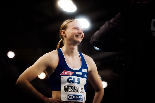 Jessica-Bianca Wessolly (VfL Sindelfingen) am 18.02.2024 während den 71. Deutschen Leichtathletik-Hallenmeisterschaften in der QUARTERBACK Immobilien ARENA in Leipzig