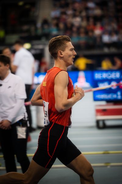 Artur Beimler (Braunschweiger Laufclub) am 18.02.2024 während den 71. Deutschen Leichtathletik-Hallenmeisterschaften in der QUARTERBACK Immobilien ARENA in Leipzig