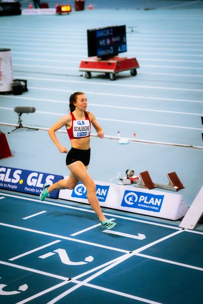 Jana Schlüsche (VfL Eintracht Hannover) am 18.02.2024 während den 71. Deutschen Leichtathletik-Hallenmeisterschaften in der QUARTERBACK Immobilien ARENA in Leipzig