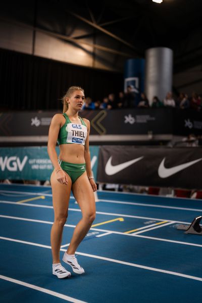 Luna Thiel (VfL Wolfsburg) am 18.02.2024 während den 71. Deutschen Leichtathletik-Hallenmeisterschaften in der QUARTERBACK Immobilien ARENA in Leipzig