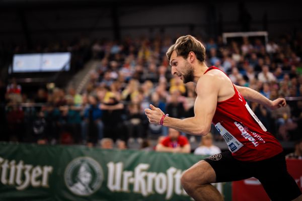 Fabian Dammermann (LG Osnabrück) am 18.02.2024 während den 71. Deutschen Leichtathletik-Hallenmeisterschaften in der QUARTERBACK Immobilien ARENA in Leipzig