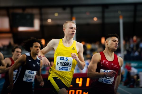 Emil Meggle (LG Göttingen) am 18.02.2024 während den 71. Deutschen Leichtathletik-Hallenmeisterschaften in der QUARTERBACK Immobilien ARENA in Leipzig