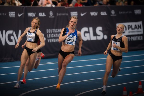 Tanja Spill (LAV Bayer Uerdingen/Dormagen) am 18.02.2024 während den 71. Deutschen Leichtathletik-Hallenmeisterschaften in der QUARTERBACK Immobilien ARENA in Leipzig