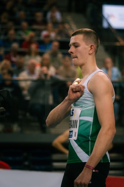 Max Husemann (Eintracht Hildesheim) am 18.02.2024 während den 71. Deutschen Leichtathletik-Hallenmeisterschaften in der QUARTERBACK Immobilien ARENA in Leipzig