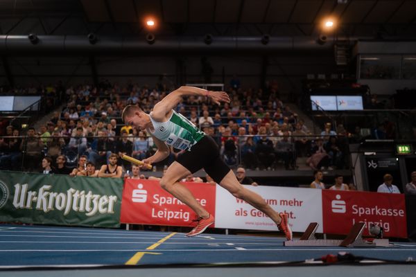 Max Husemann (Eintracht Hildesheim) am 18.02.2024 während den 71. Deutschen Leichtathletik-Hallenmeisterschaften in der QUARTERBACK Immobilien ARENA in Leipzig