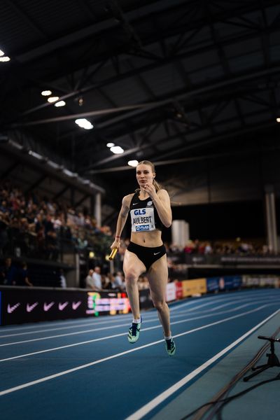 Michelle Aulbert (Hannover 96) am 18.02.2024 während den 71. Deutschen Leichtathletik-Hallenmeisterschaften in der QUARTERBACK Immobilien ARENA in Leipzig