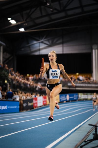 Nadine Reetz (SCC Berlin) am 18.02.2024 während den 71. Deutschen Leichtathletik-Hallenmeisterschaften in der QUARTERBACK Immobilien ARENA in Leipzig