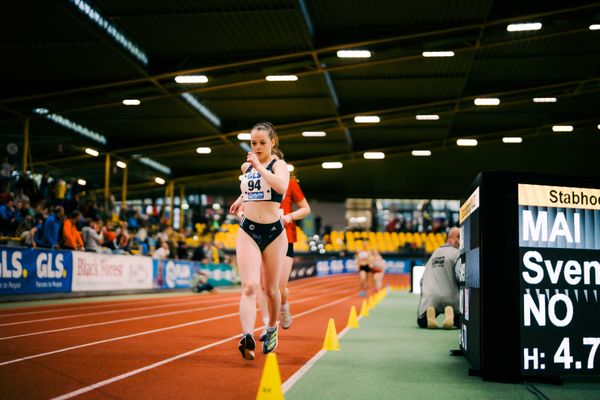 Mia Bandoly (SCC Berlin) waehrend der 55. Deutsche Jugend-Hallenmeisterschaften U20 am 24.02.2024 in der Helmut-Körnig-Halle in Dortmund