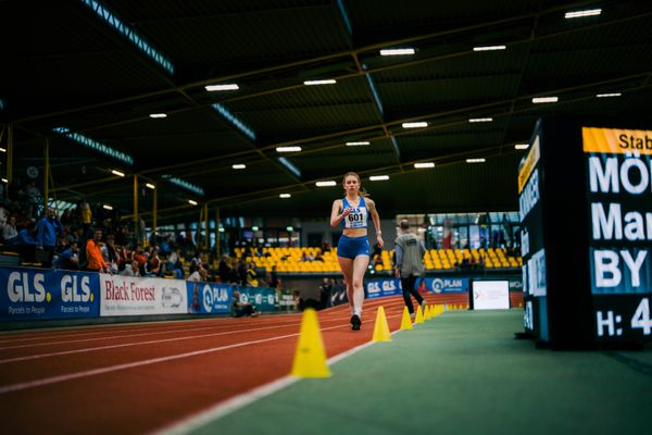 Nika Helene Illing (LSV 1971 Ilmenau) waehrend der 55. Deutsche Jugend-Hallenmeisterschaften U20 am 24.02.2024 in der Helmut-Körnig-Halle in Dortmund