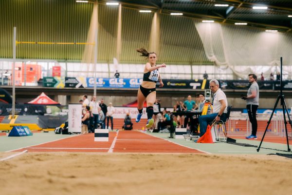 Yara Böhmer (ART Düsseldorf) waehrend der 55. Deutsche Jugend-Hallenmeisterschaften U20 am 24.02.2024 in der Helmut-Körnig-Halle in Dortmund