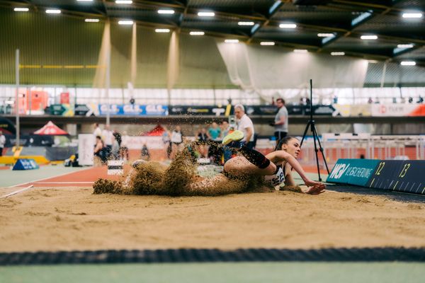 Yara Böhmer (ART Düsseldorf) waehrend der 55. Deutsche Jugend-Hallenmeisterschaften U20 am 24.02.2024 in der Helmut-Körnig-Halle in Dortmund