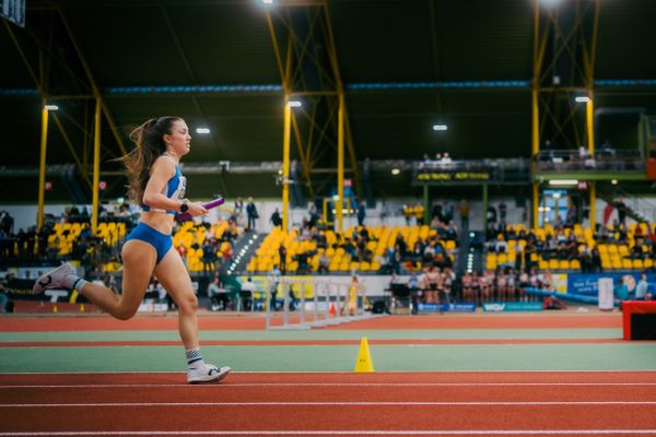 Luisa Frehner (LAC Quelle Fürth) waehrend der 55. Deutsche Jugend-Hallenmeisterschaften U20 am 24.02.2024 in der Helmut-Körnig-Halle in Dortmund