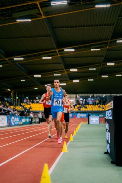 Florian Zittel (TV Wattenscheid 01) waehrend der 55. Deutsche Jugend-Hallenmeisterschaften U20 am 24.02.2024 in der Helmut-Körnig-Halle in Dortmund