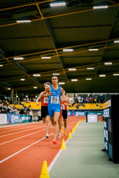 Florian Zittel (TV Wattenscheid 01) waehrend der 55. Deutsche Jugend-Hallenmeisterschaften U20 am 24.02.2024 in der Helmut-Körnig-Halle in Dortmund