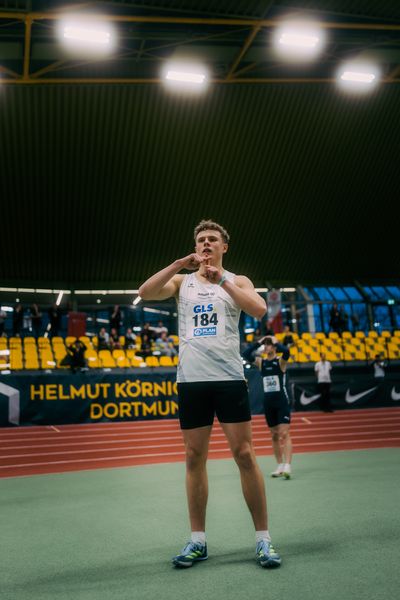 Jakob Kemminer (TSV Ochenbruck) waehrend der 55. Deutsche Jugend-Hallenmeisterschaften U20 am 24.02.2024 in der Helmut-Körnig-Halle in Dortmund