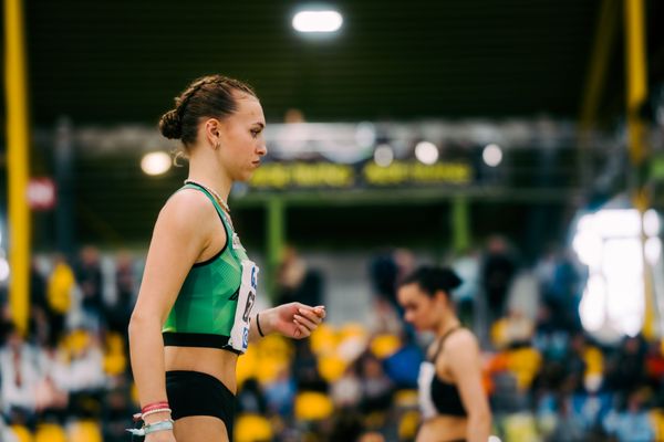 Joana Herrmann (SV Teuto Riesenbeck) waehrend der 55. Deutsche Jugend-Hallenmeisterschaften U20 am 25.02.2024 in der Helmut-Körnig-Halle in Dortmund