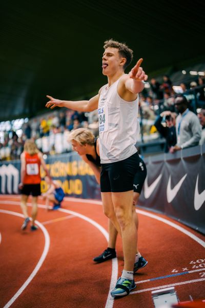 Jakob Kemminer (TSV Ochenbruck) waehrend der 55. Deutsche Jugend-Hallenmeisterschaften U20 am 25.02.2024 in der Helmut-Körnig-Halle in Dortmund