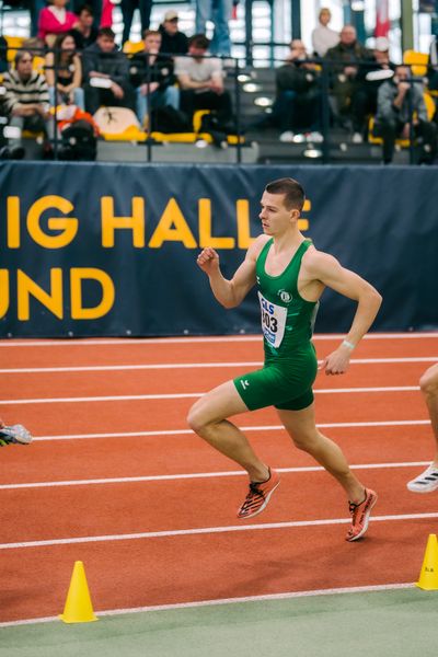 Max Husemann (Eintracht Hildesheim) im 400m Finale waehrend der 55. Deutsche Jugend-Hallenmeisterschaften U20 am 25.02.2024 in der Helmut-Körnig-Halle in Dortmund