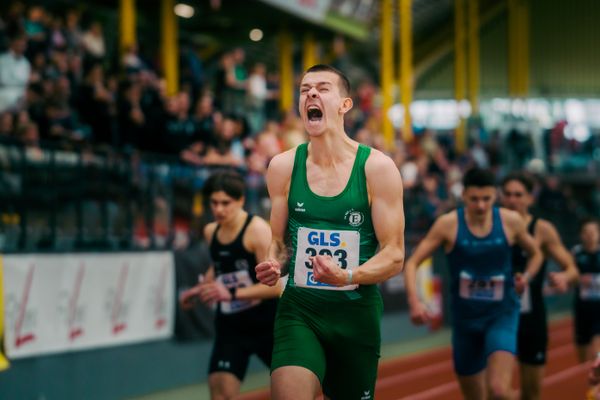 Max Husemann (Eintracht Hildesheim) gewinnt im 400m Finale waehrend der 55. Deutsche Jugend-Hallenmeisterschaften U20 am 25.02.2024 in der Helmut-Körnig-Halle in Dortmund