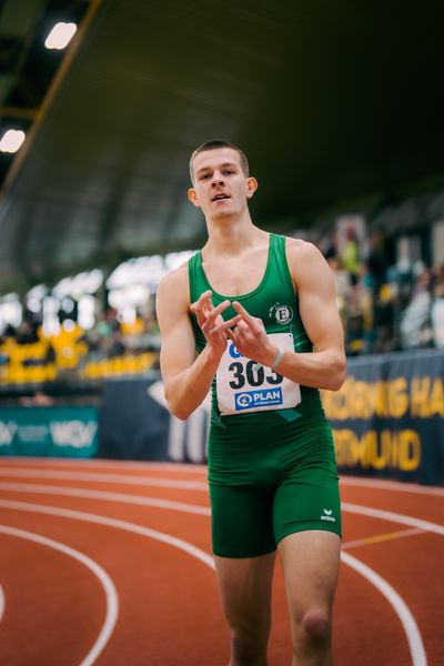 Max Husemann (Eintracht Hildesheim) gewinnt im 400m Finale waehrend der 55. Deutsche Jugend-Hallenmeisterschaften U20 am 25.02.2024 in der Helmut-Körnig-Halle in Dortmund