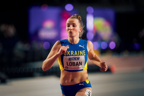 Yuliya Loban (UKR/Ukraine) am 01.03.2024 bei den World Athletics Indoor Championships in Glasgow (Schottland / Vereinigtes Königreich)