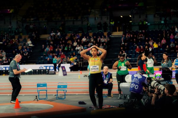 Yemisi Ogunleye (GER/Germany) beim Kugelstoßen am 01.03.2024 bei den World Athletics Indoor Championships in Glasgow (Schottland / Vereinigtes Königreich)