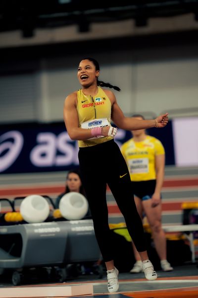 Yemisi Ogunleye (GER/Germany) beim Kugelstoßen am 01.03.2024 bei den World Athletics Indoor Championships in Glasgow (Schottland / Vereinigtes Königreich)