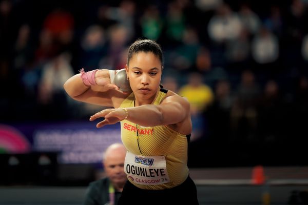 Yemisi Ogunleye (GER/Germany) beim Kugelstoßen am 01.03.2024 bei den World Athletics Indoor Championships in Glasgow (Schottland / Vereinigtes Königreich)