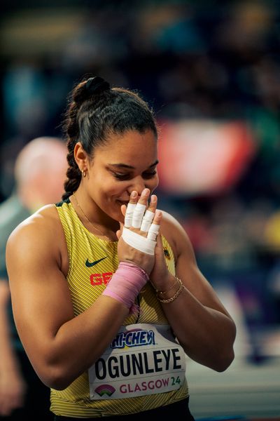 Yemisi Ogunleye (GER/Germany) beim Kugelstoßen am 01.03.2024 bei den World Athletics Indoor Championships in Glasgow (Schottland / Vereinigtes Königreich)