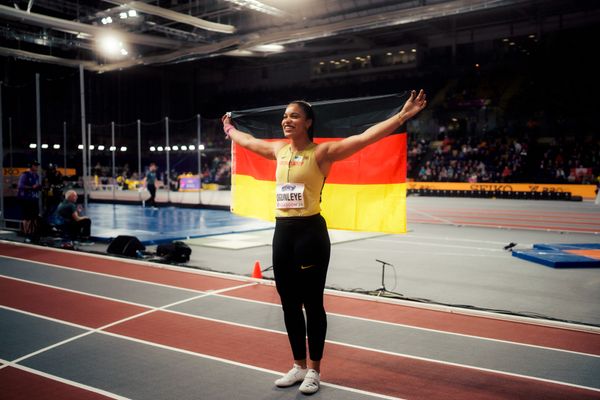 Yemisi Ogunleye (GER/Germany) beim Kugelstoßen am 01.03.2024 bei den World Athletics Indoor Championships in Glasgow (Schottland / Vereinigtes Königreich)