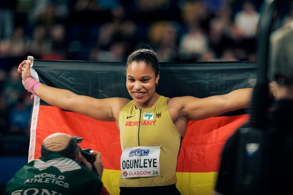 Yemisi Ogunleye (GER/Germany) beim Kugelstoßen am 01.03.2024 bei den World Athletics Indoor Championships in Glasgow (Schottland / Vereinigtes Königreich)