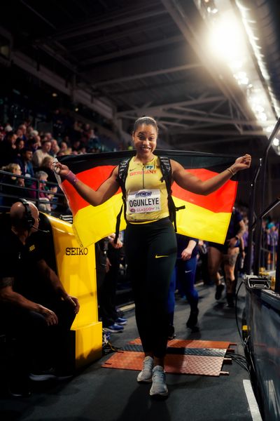 Yemisi Ogunleye (GER/Germany) am 01.03.2024 bei den World Athletics Indoor Championships in Glasgow (Schottland / Vereinigtes Königreich)