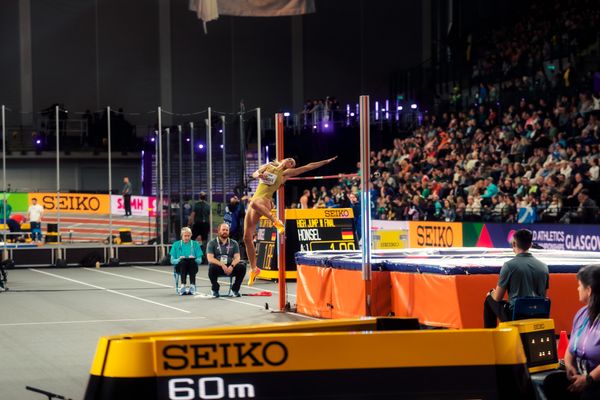 Christina Honsel (GER/Germany) im Hochsprung am 01.03.2024 bei den World Athletics Indoor Championships in Glasgow (Schottland / Vereinigtes Königreich)