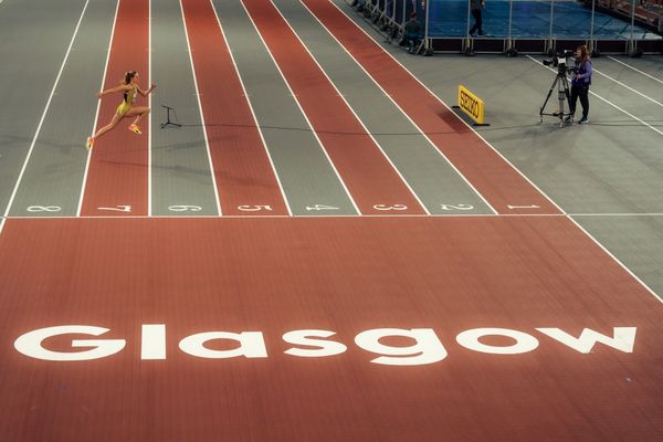 Christina Honsel (GER/Germany) im Hochsprung am 01.03.2024 bei den World Athletics Indoor Championships in Glasgow (Schottland / Vereinigtes Königreich)