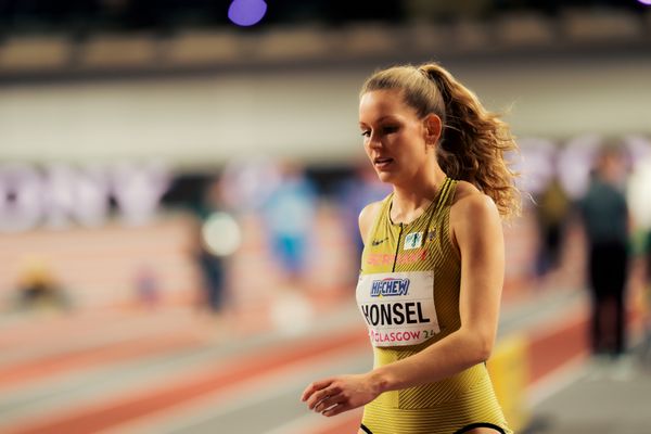 Christina Honsel (GER/Germany) im Hochsprung am 01.03.2024 bei den World Athletics Indoor Championships in Glasgow (Schottland / Vereinigtes Königreich)