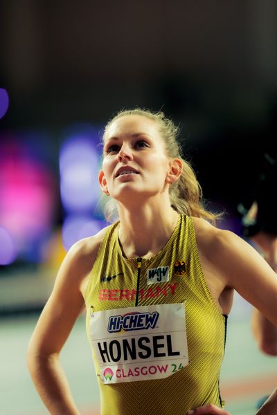 Christina Honsel (GER/Germany) im Hochsprung am 01.03.2024 bei den World Athletics Indoor Championships in Glasgow (Schottland / Vereinigtes Königreich)